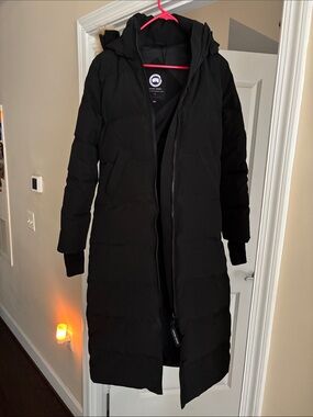 Canada Goose Black Long Down Puffer Coat with Hood